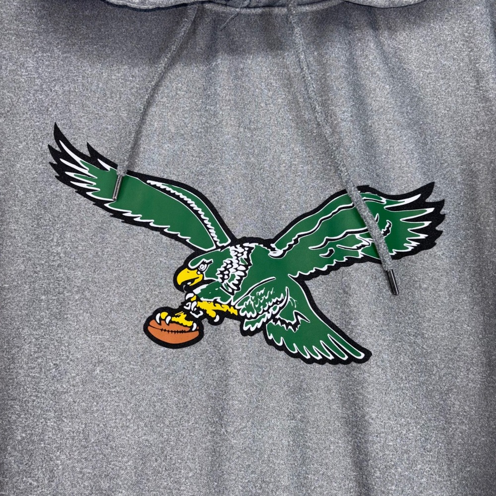 NFL Philadelphia Eagles Hoodie Mens Large Gray Throwback Logo Performance Fleece